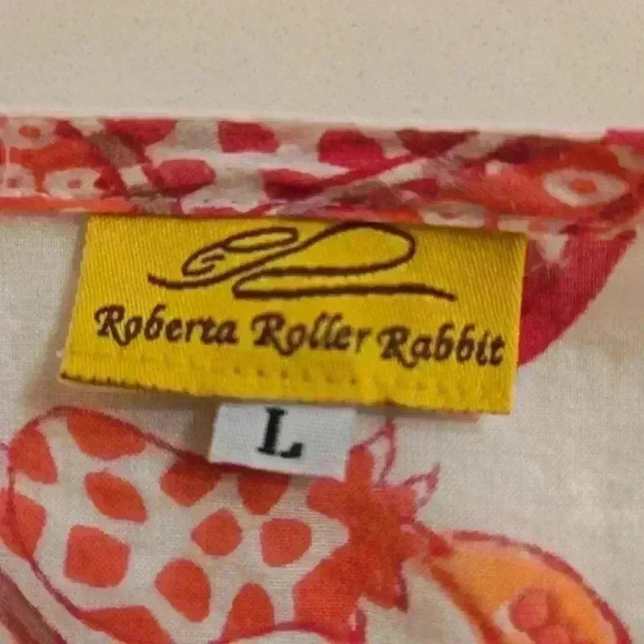 Roberta Roller Rabbit Womens Floral Cotton Tunic Blouse Pink White Size Large - Picture 6 of 8